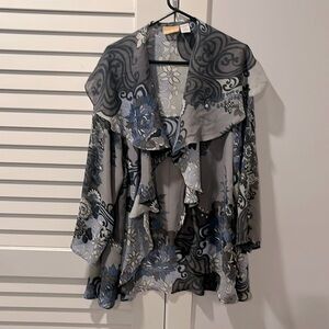 Chiffon grey and blue top
